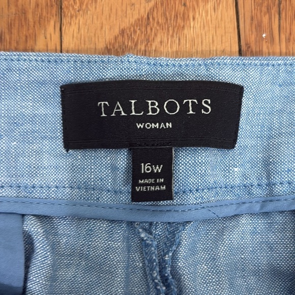 Talbots 100% Linen Cropped Pants Blue size 16W - Picture 8 of 8